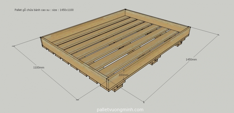 bán pallet gỗ ở Đồng Nai Biên Hòa giá rẻ chứa bành cao su 1450x1100 sử dụng gỗ 20x100