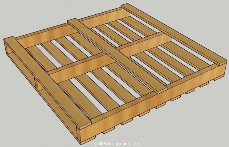 Pallet gỗ đài loan 1100x1100 2 cổng nâng 1 mặt