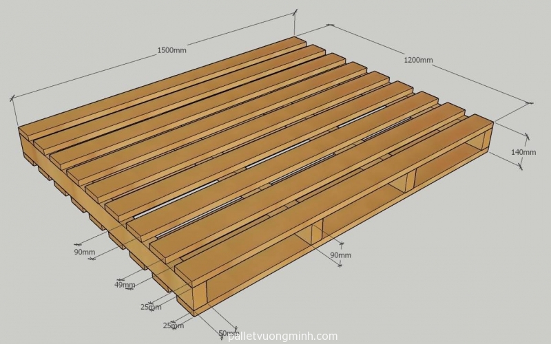 pallet gỗ 2 hướng đố 9  1200x1500x140 2 mặt