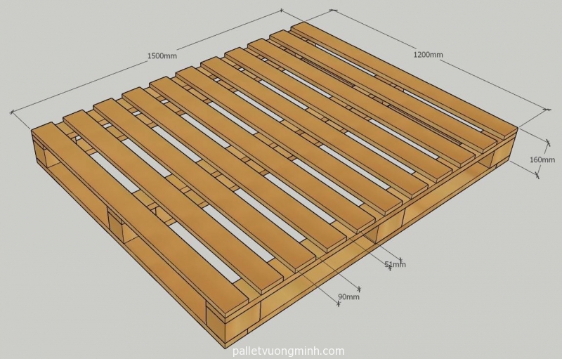 pallet gỗ 1500x1200x160 5 chân