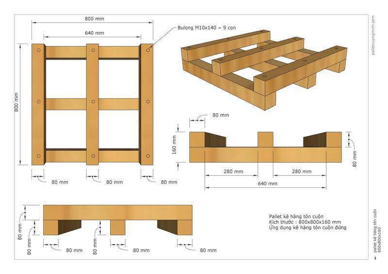 Pallet VM Kê Hàng Tôn Cuộn Đứng 800x800x160