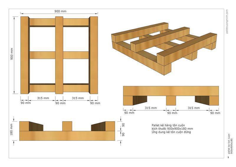 Pallet VM kê tôn cuộn đứng 900x900x180